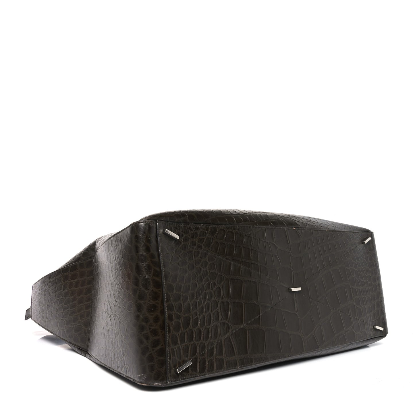 Calfskin Crocodile Embossed Large Star Tote Brown