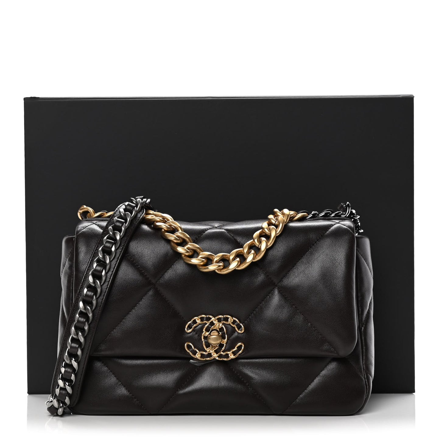 Lambskin Quilted Medium Chanel 19 Flap Dark Brown
