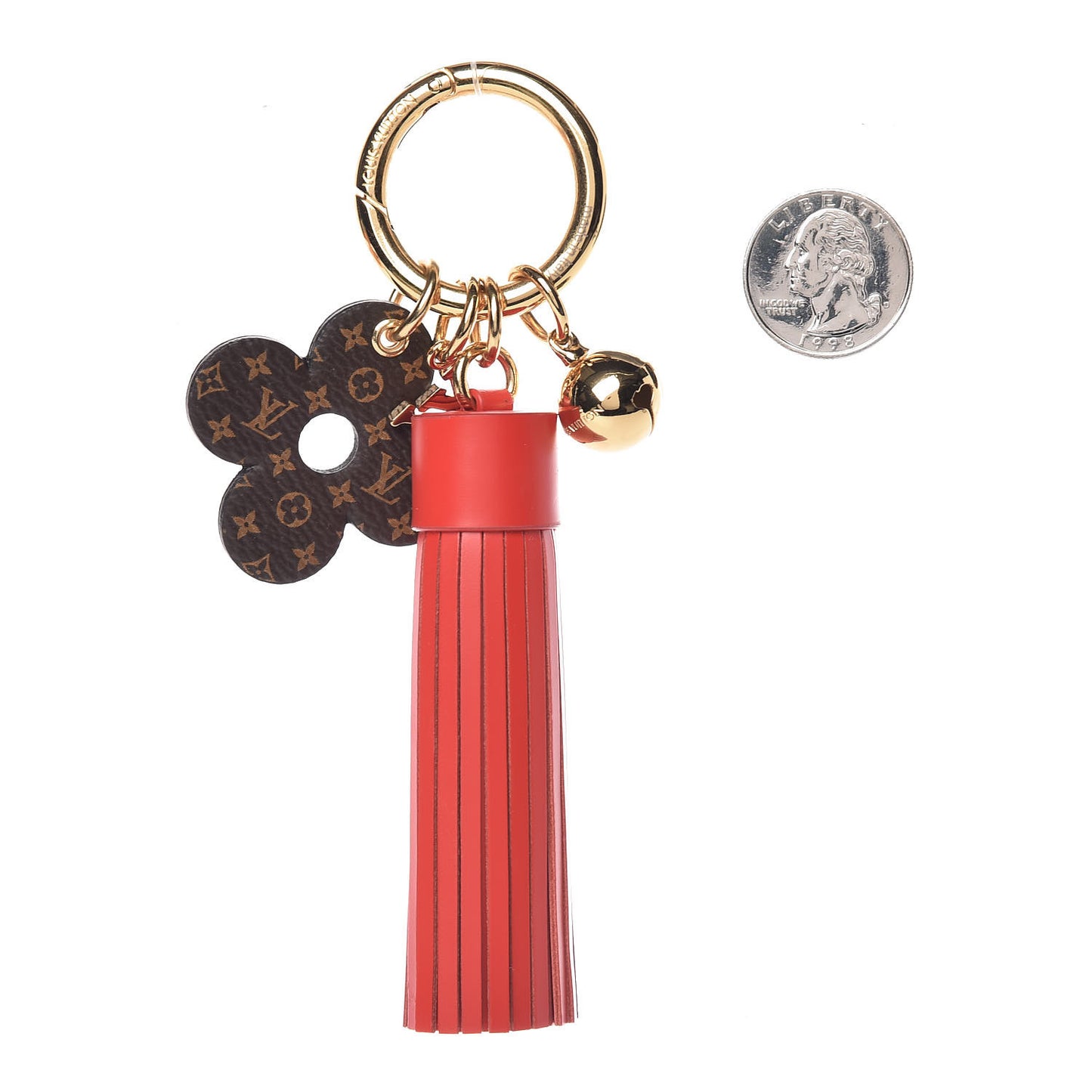 Mini Monogram Fetish Tassel Bag Charm Key Holder Coquelicot