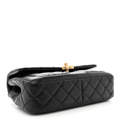 Chanel Shiny Lambskin Quilted Small Daily Friend Flap Black 4 of 10