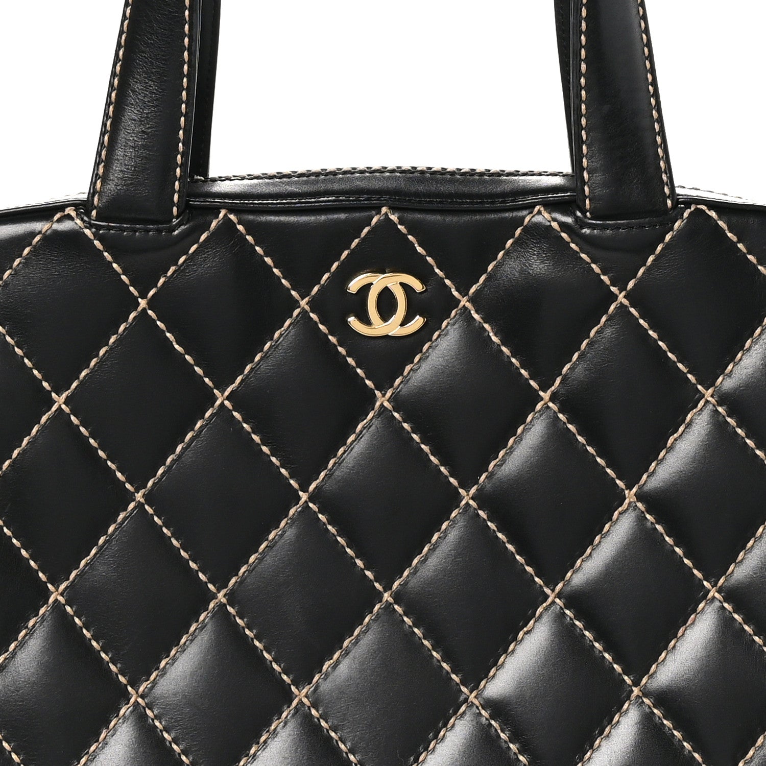 Chanel Calfskin Wild Stitch Vertical Top Handle Bag Black 9 of 12