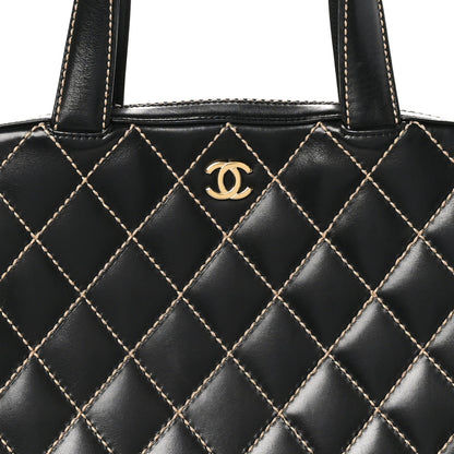 Chanel Calfskin Wild Stitch Vertical Top Handle Bag Black 9 of 12