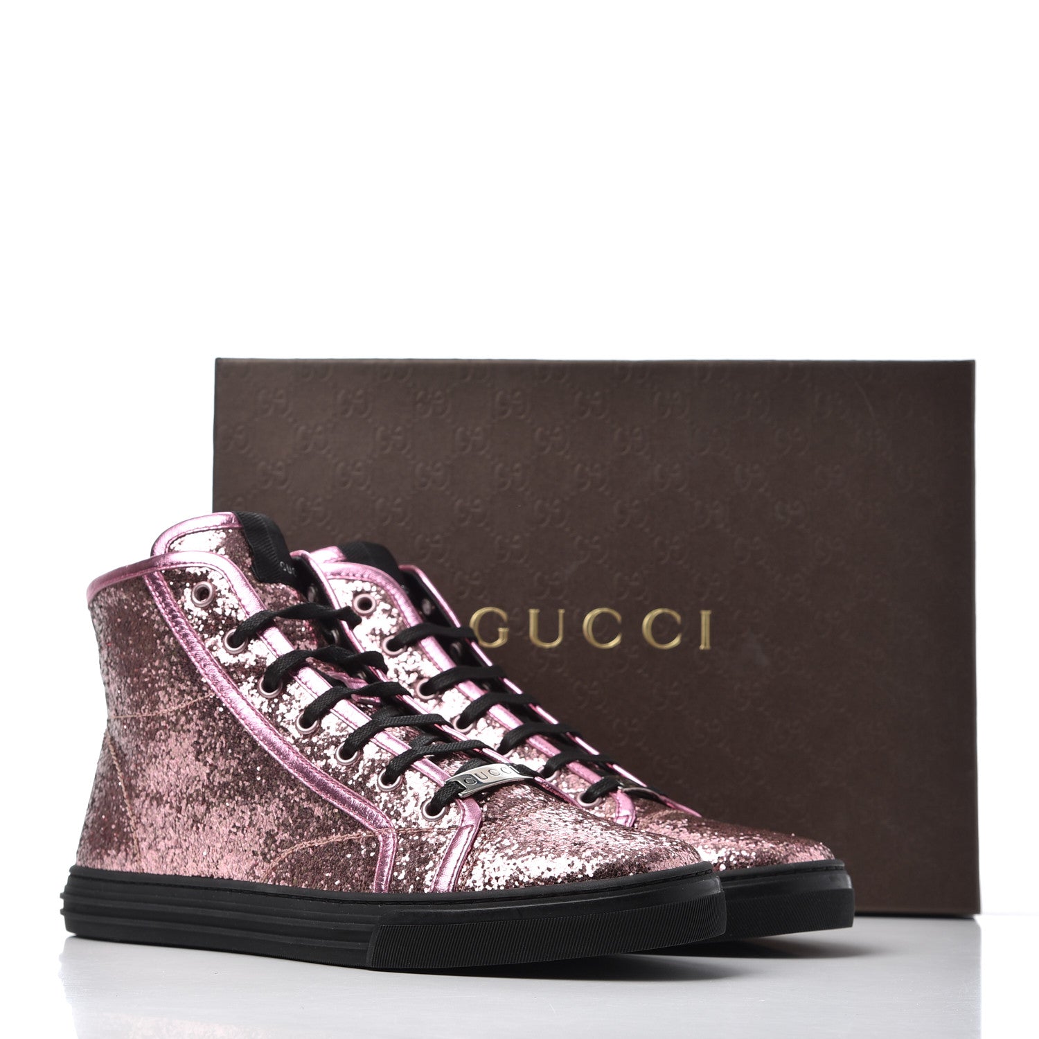 Gucci Glitter Galactica Nappa High Top Sneakers 39.5 Soft Pink Rosa 9 of 9