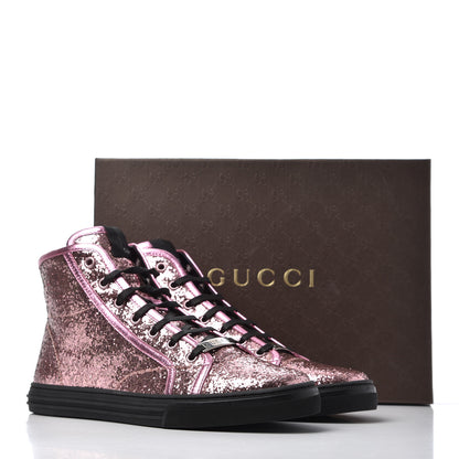 Gucci Glitter Galactica Nappa High Top Sneakers 39.5 Soft Pink Rosa 9 of 9
