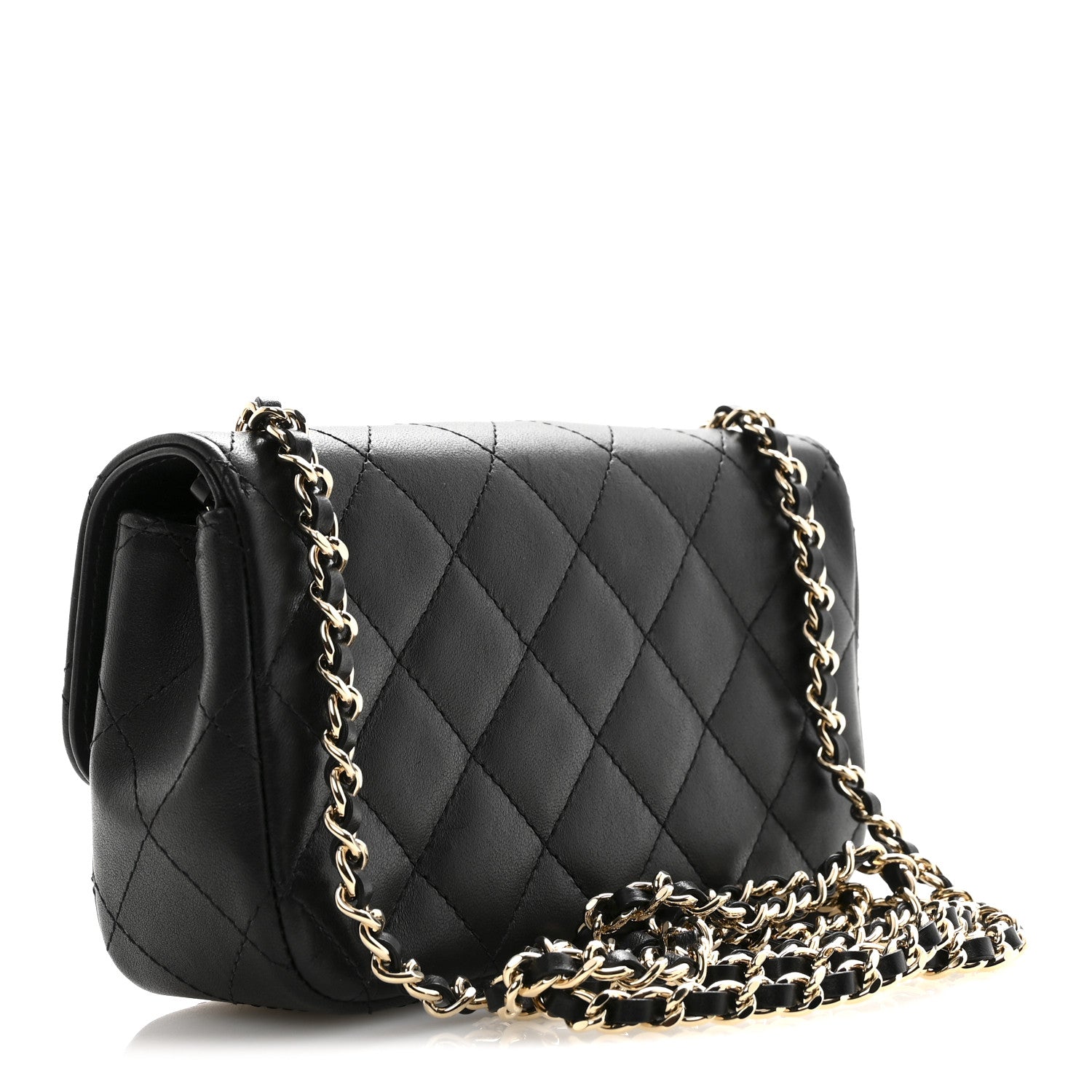 Chanel Lambskin Quilted Extra Mini V For Victory Flap Black