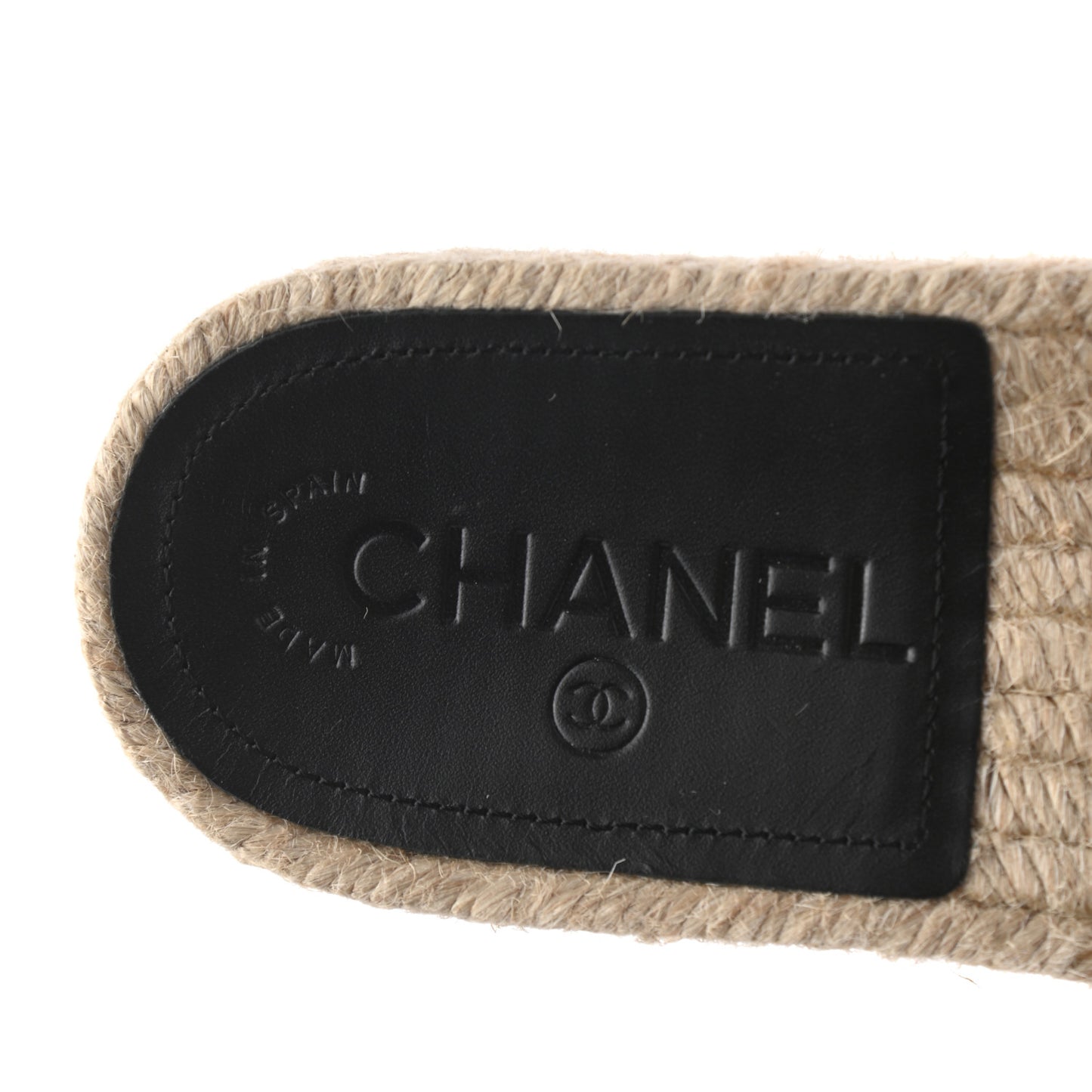 Patent Calfskin Crystal CC Espadrille Slip On Sandals 37 Black