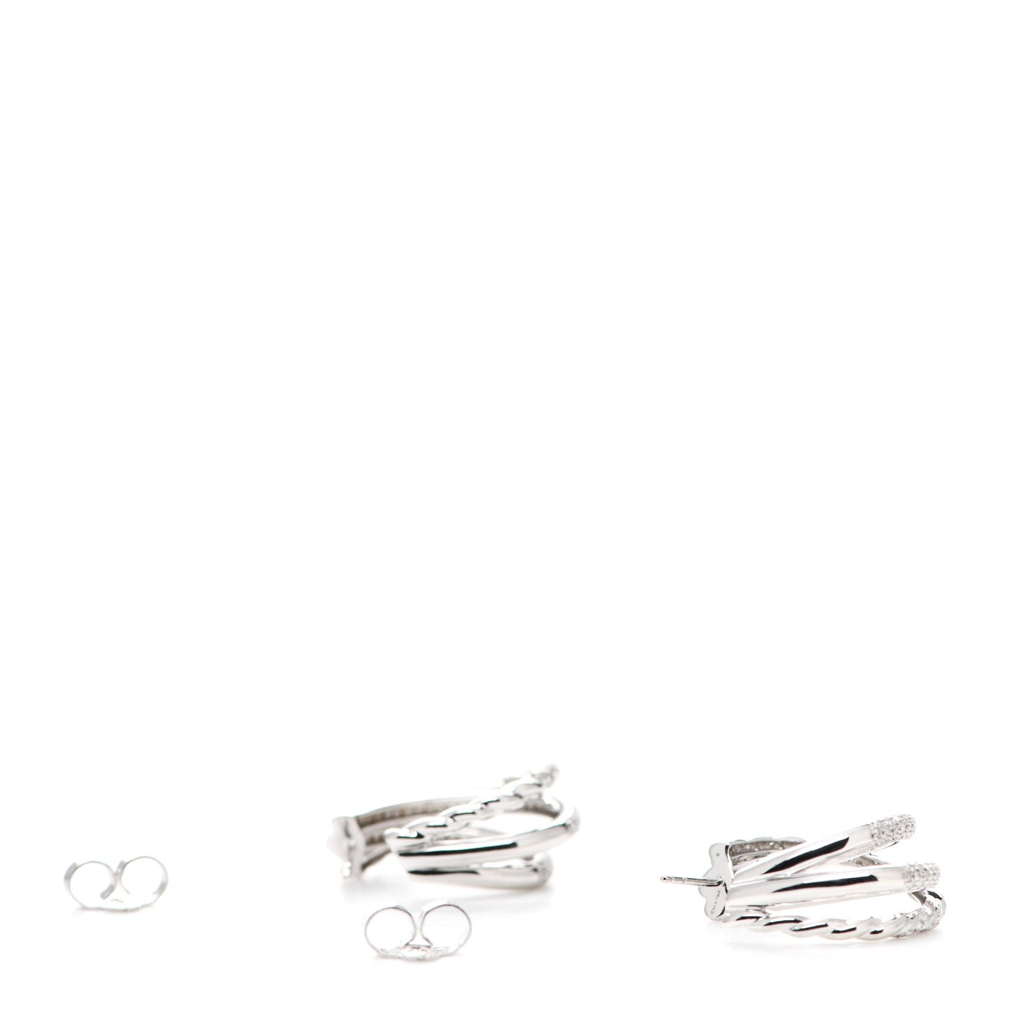 18K White Gold Diamond Paveflex Shrimp Earrings