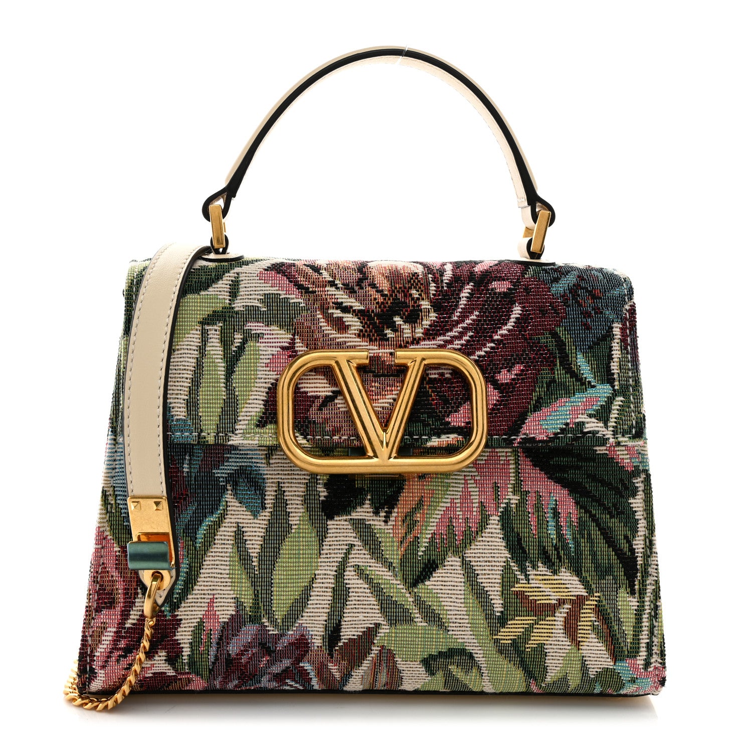 Valentino Garavani Jacquard Floral Small VSling Top Handle Bag White Multicolor 1 of 9