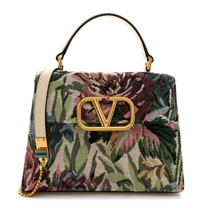 Valentino Garavani Jacquard Floral Small VSling Top Handle Bag White Multicolor 1 of 9