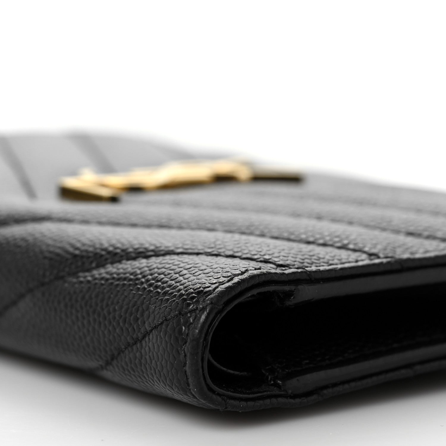 Saint Laurent Grain De Poudre Matelasse Chevron Monogram Zipped Two-Part Wallet Black 8 of 8