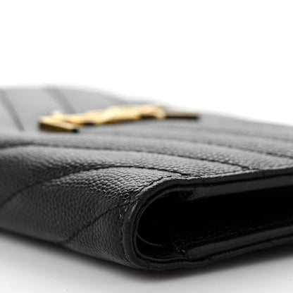 Saint Laurent Grain De Poudre Matelasse Chevron Monogram Zipped Two-Part Wallet Black 8 of 8
