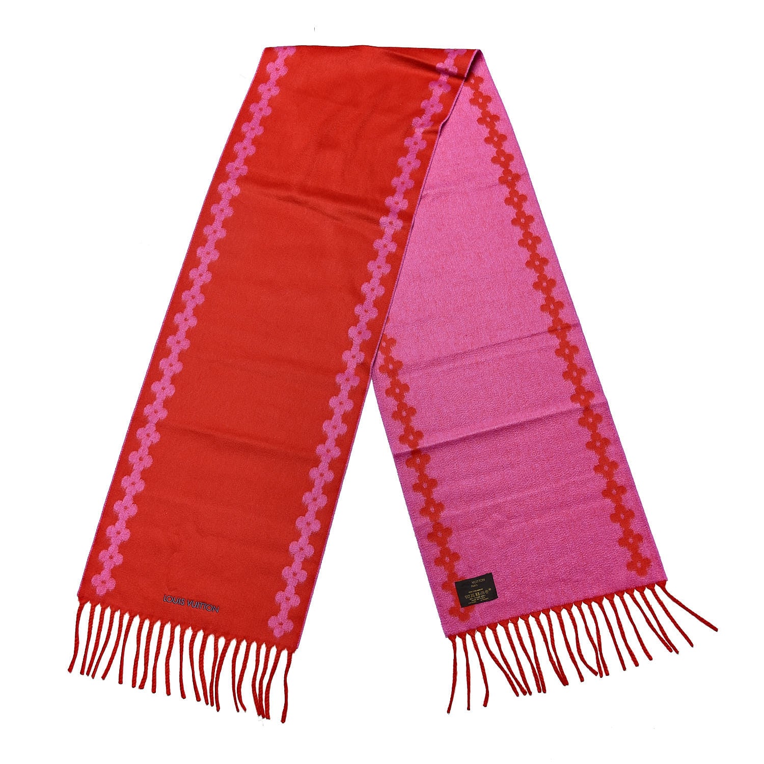 Louis Vuitton Cashmere Flowers River Scarf Ruby 3 of 5