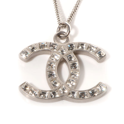 Chanel Crystal Baguette CC Necklace Silver 3 of 7