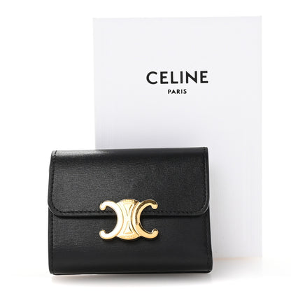 Celine Shiny Calfskin Compact Triomphe Wallet With Coin Purse Black 8 of 8