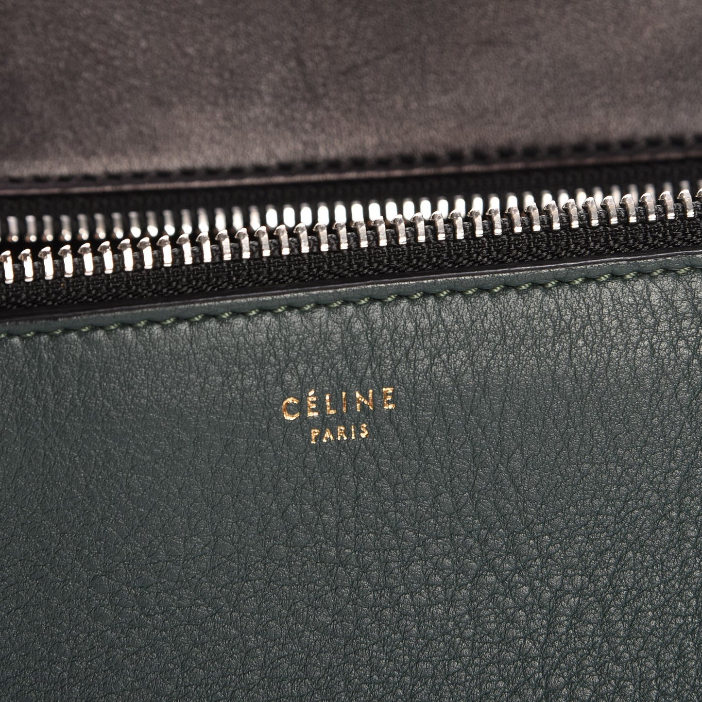 Supple Calfskin Medium Bi-Color Edge Shoulder Bag Emerald