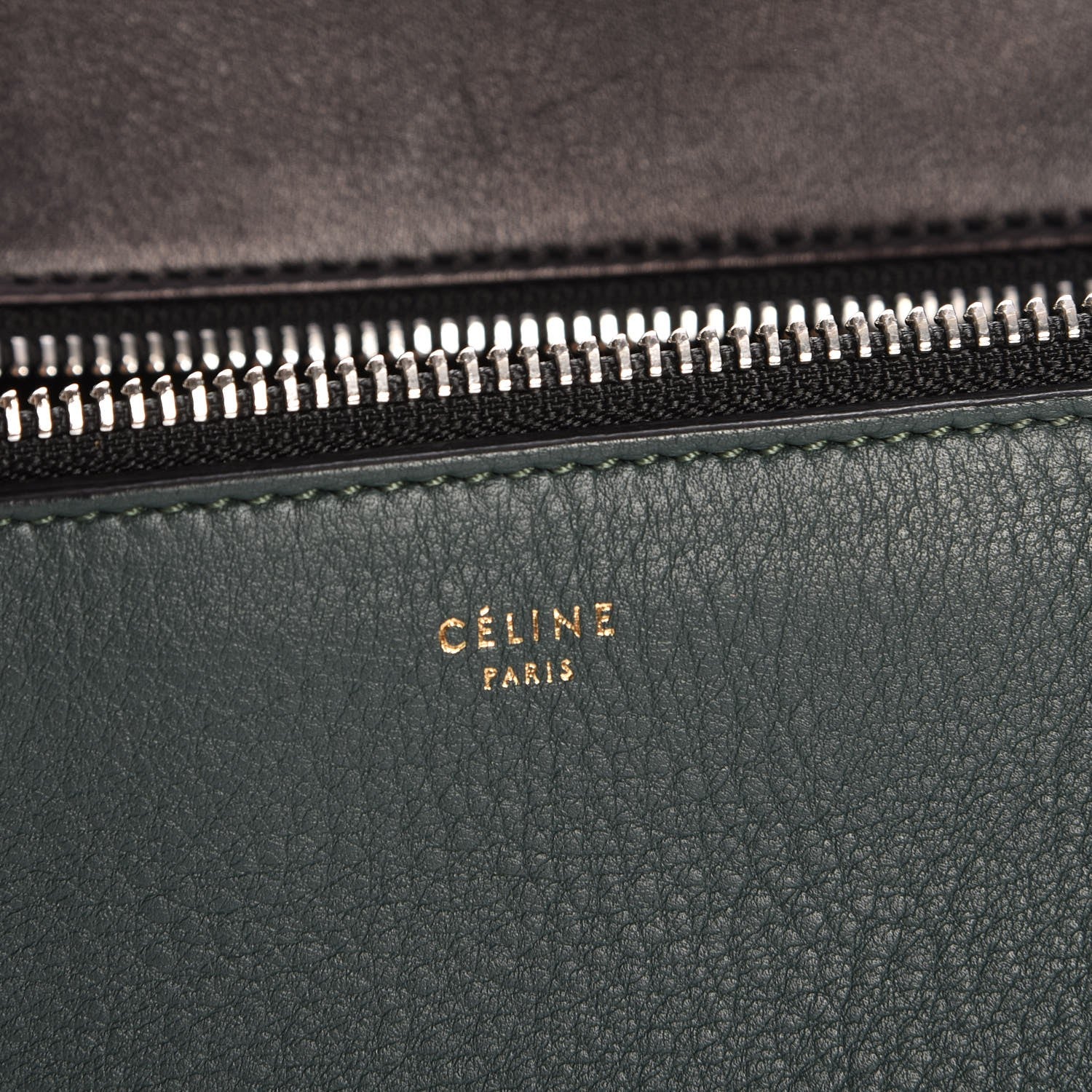 Celine Supple Calfskin Medium Bi-Color Edge Shoulder Bag Emerald 6 of 7