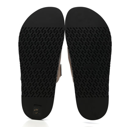 Hermes Calfskin Mens Chypre Sandals 43.5 Naturel Safari Black 5 of 9