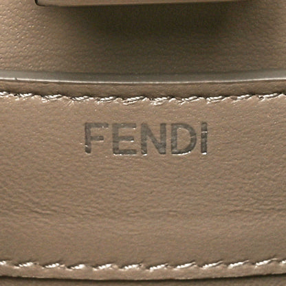 Fendi Vitello Seta Shiny Nappa Logo Embossed Laces Small Peekaboo I SEE U Satchel Tortora 6 of 10