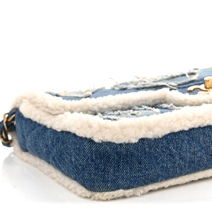 Chanel Denim Shearling Hieroglyph Flap Blue 9 of 11