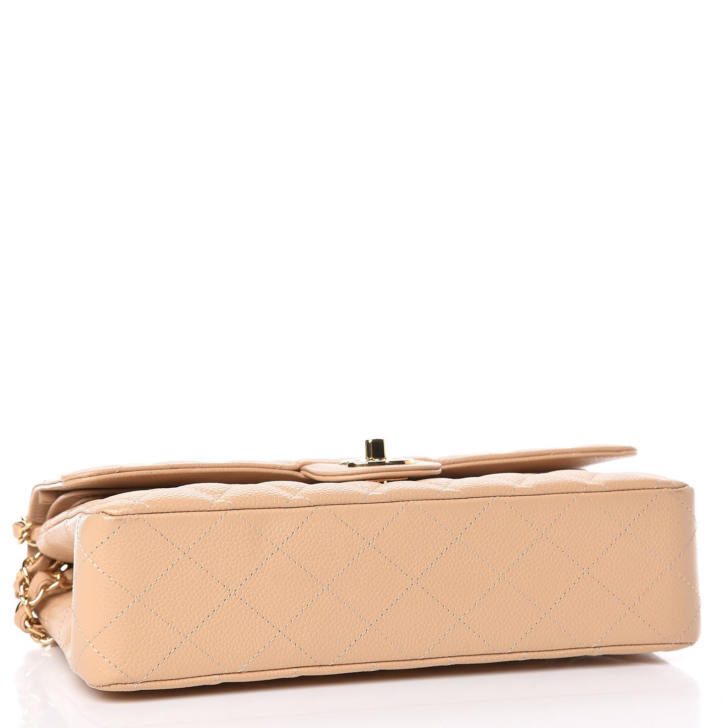 Caviar Quilted Medium Double Flap Beige Clair
