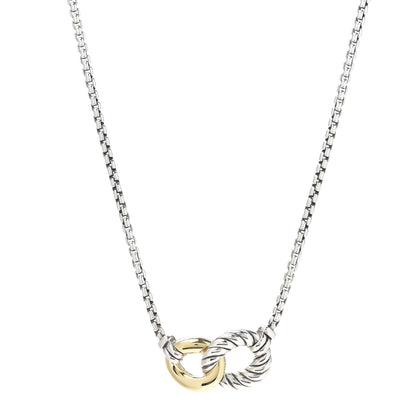 David Yurman Sterling Silver 18K Yellow Gold Belmont Pendant Necklace 1 of 5