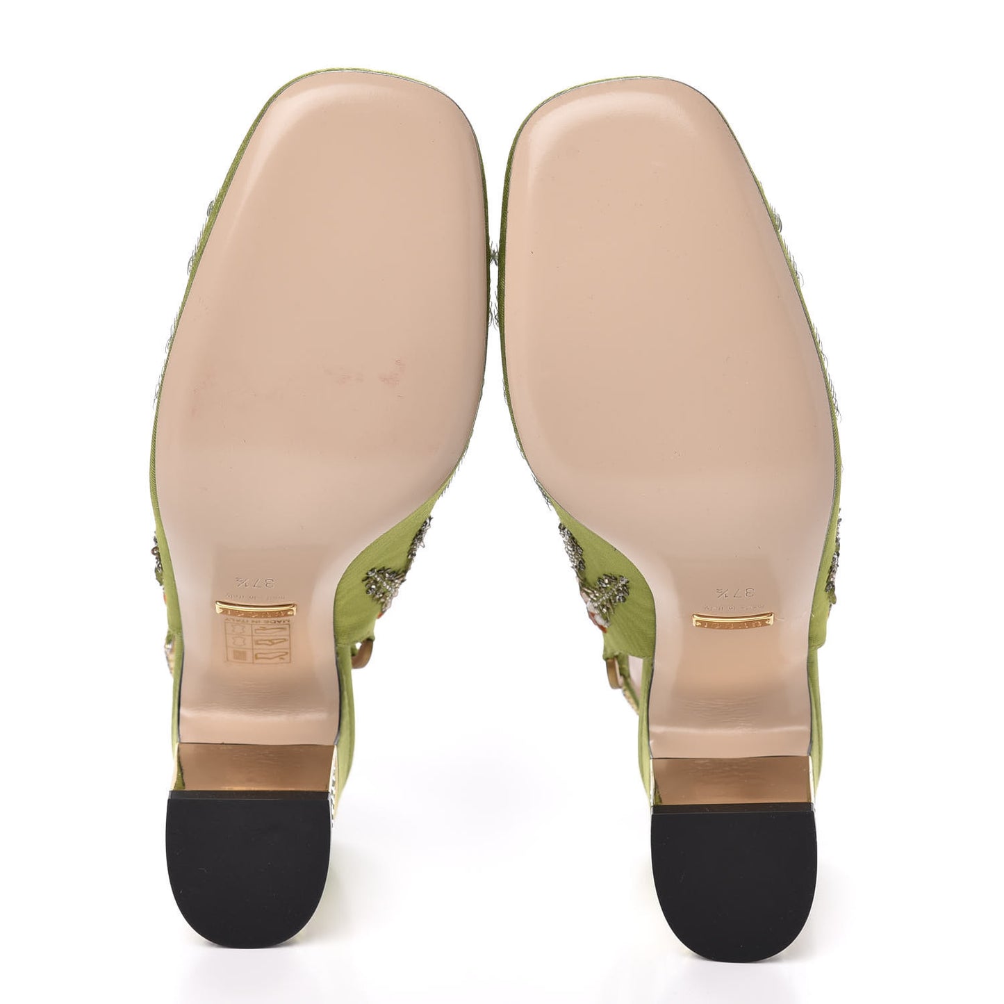 Moire Fabric Eyes Crystal Square G Madelyn Slingbacks 37.5 Lemon Leaf