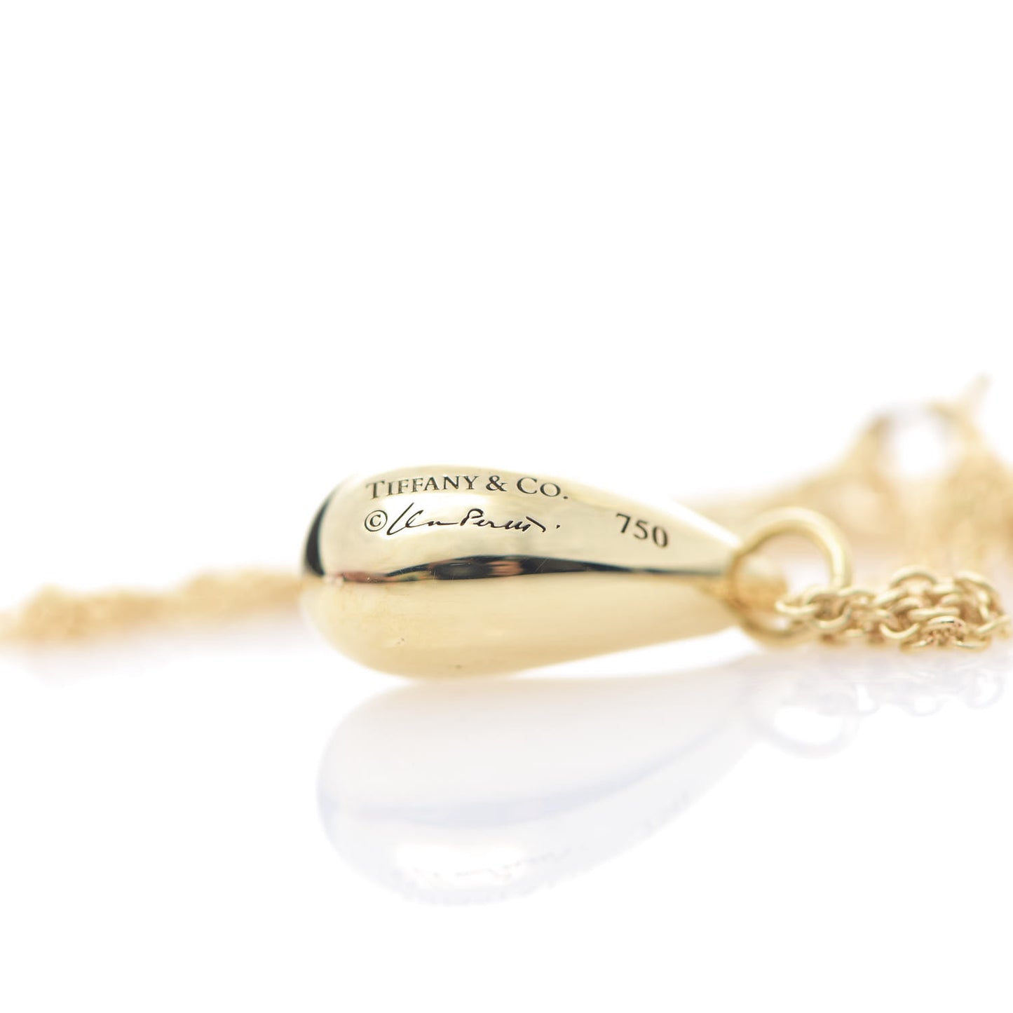 18K Yellow Gold 12mm Elsa Peretti Teardrop Pendant Necklace