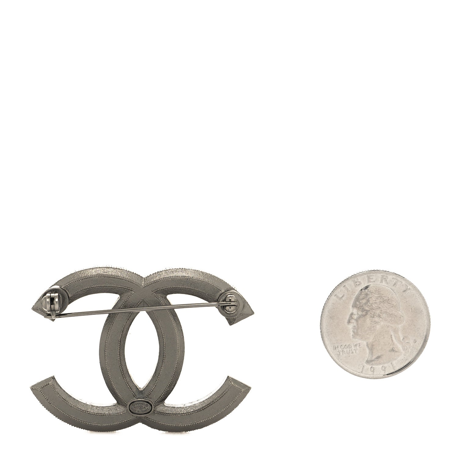 Chanel Ruthenium Pearl CC Brooch Dark Grey 2 of 3