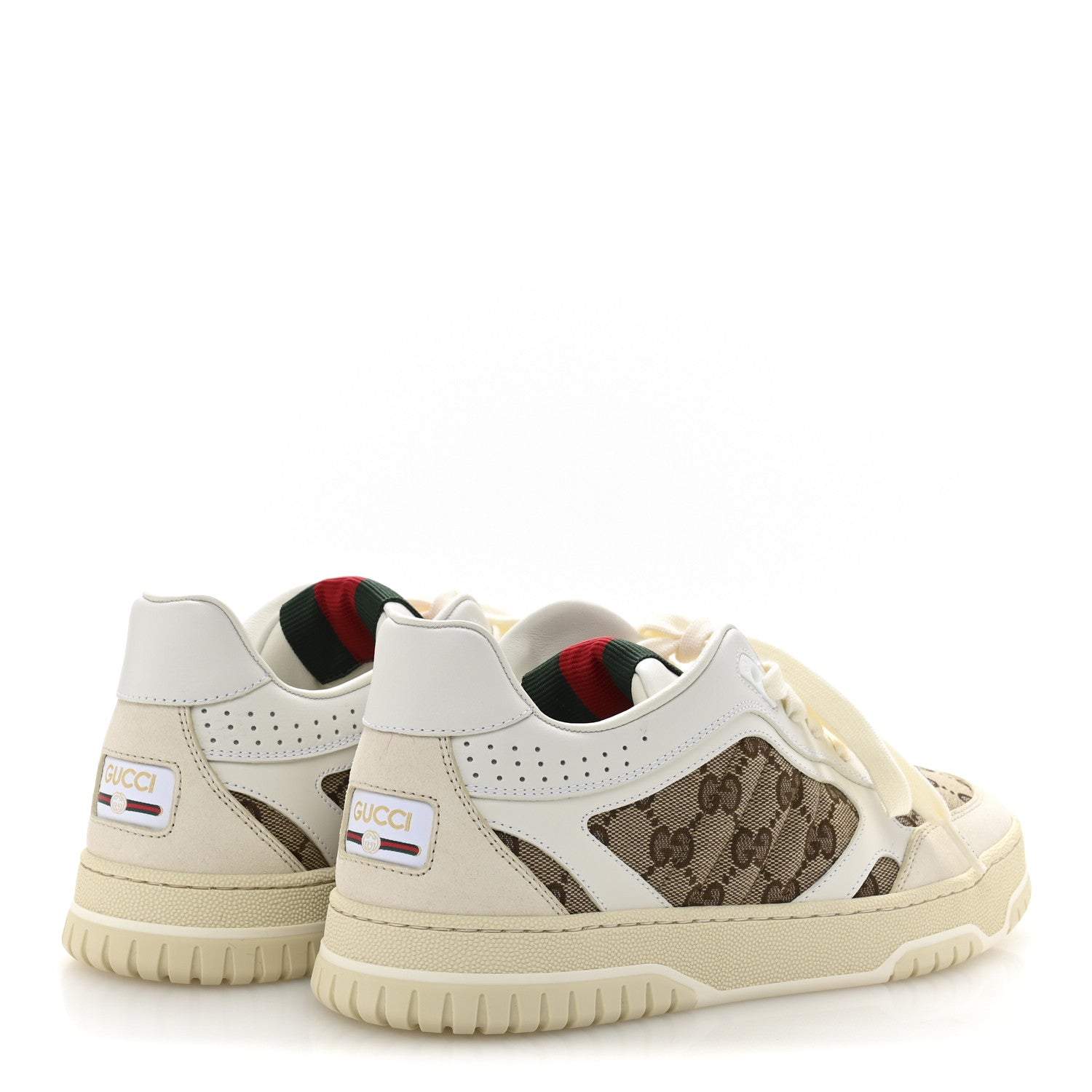 Gucci Calfskin GG Monogram Re-Web Womens Sneakers 39 White Beige Ebony 5 of 9