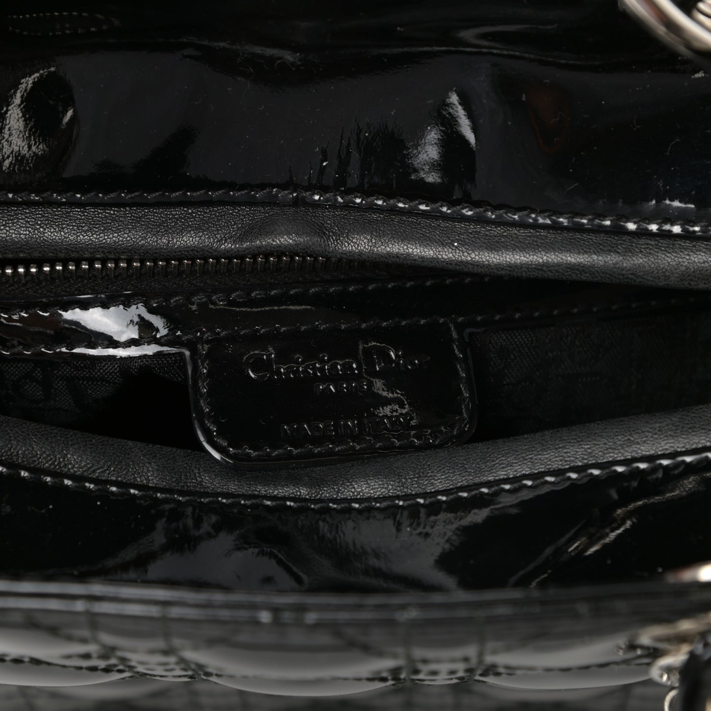 Patent Cannage Large Lady Dior Black