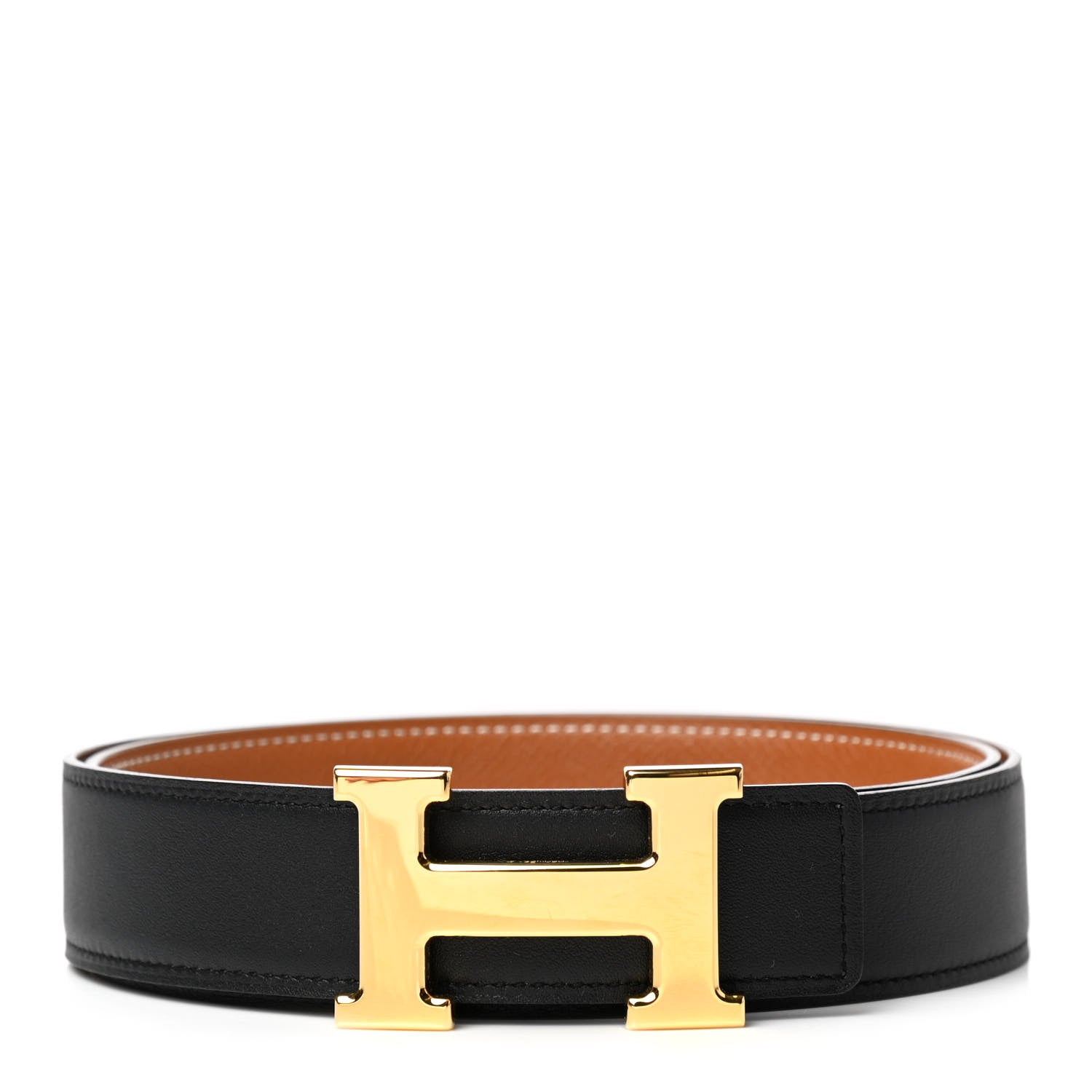 Hermes Swift Epsom 32mm H Belt 85 Black Gold 1 of 7
