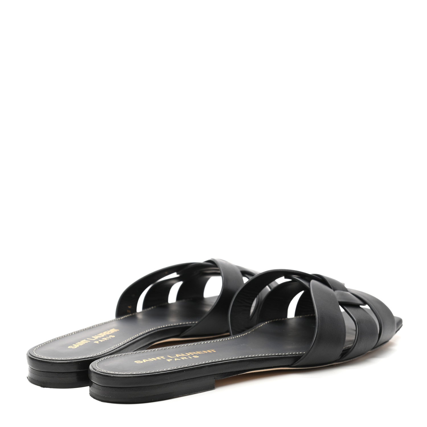 Saint Laurent Calfskin Tribute 05 Slide Sandals 36 Black 4 of 9