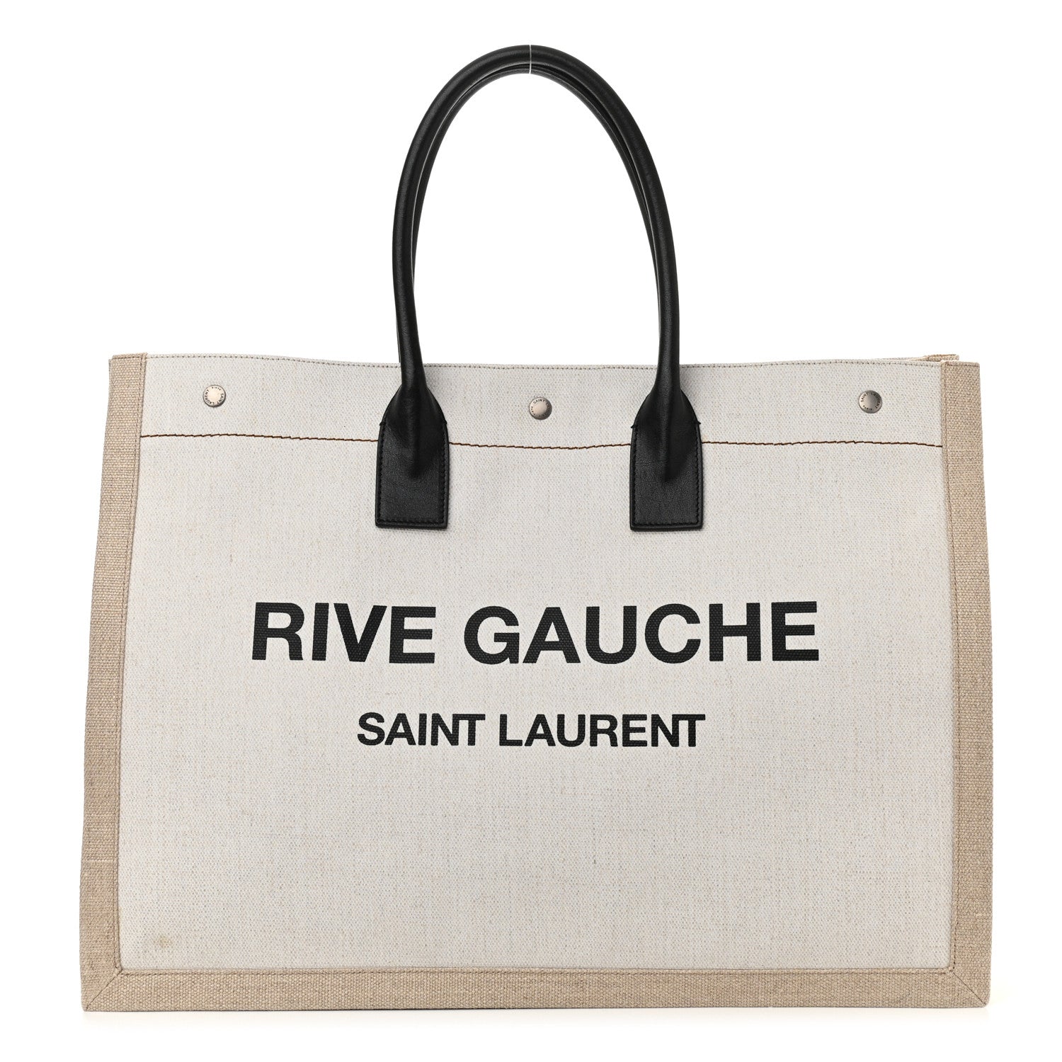 Saint Laurent Linen Calfskin Rive Gauche Tote Optic White 1 of 9