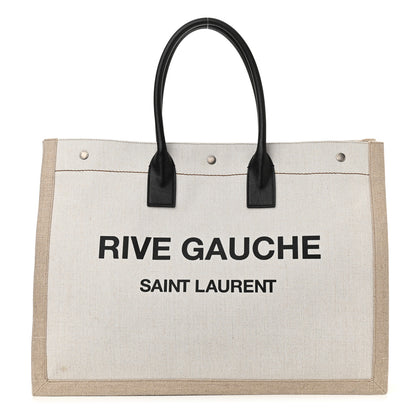 Saint Laurent Linen Calfskin Rive Gauche Tote Optic White 1 of 9