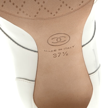 Chanel Patent CC Lace Up Ankle Boots 37.5 White 7 of 13