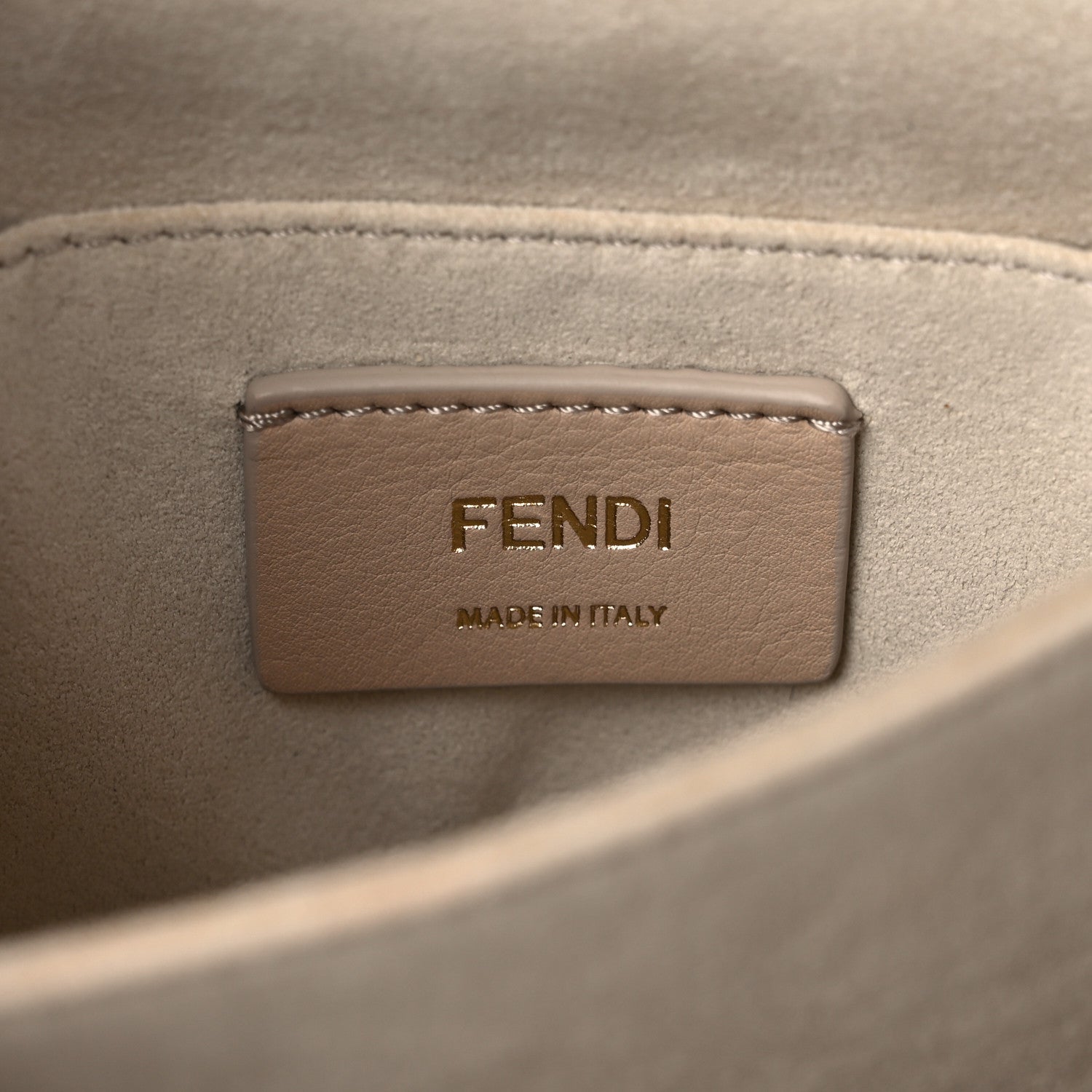 Fendi Vitello Catalan Mirror Scalloped Multi Studded Small Kan I Shoulder Bag Champagne 6 of 12