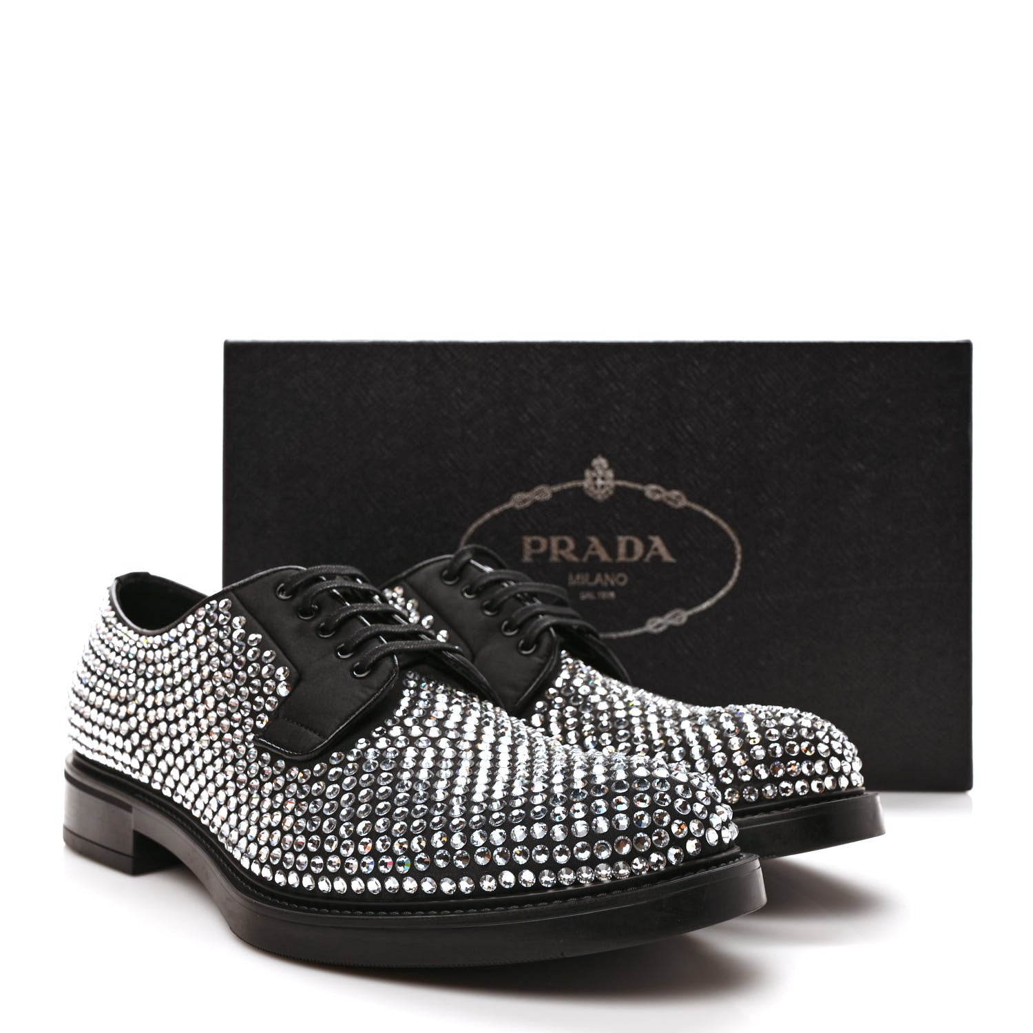 Prada Satin Crystal Mens Derby Loafers 8 Crystal 10 of 10