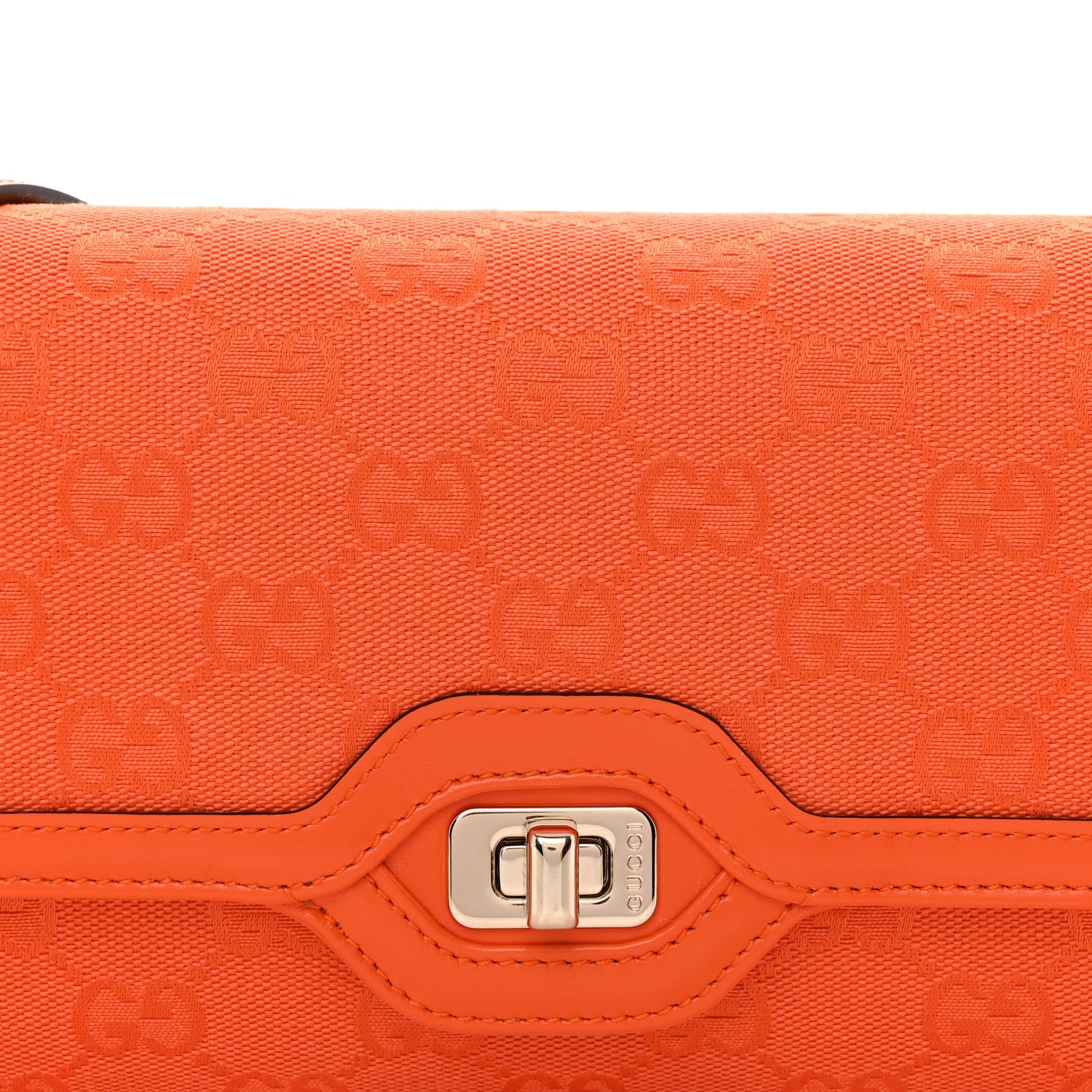 Gucci GG Monogram Textured Dollar Calfskin Small Luce Shoulder Bag Orange 7 of 9