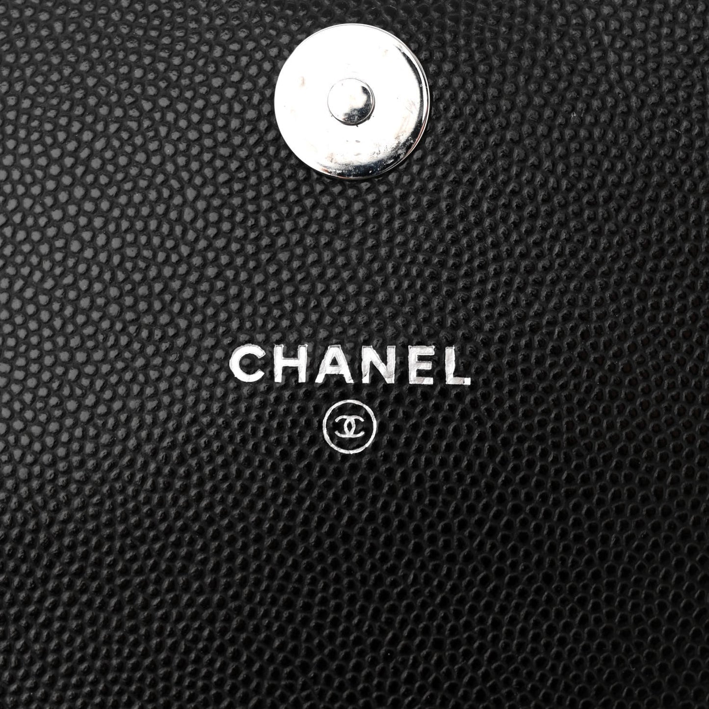 Caviar Quilted Coco Chanel Logo Clutch With Chain Flap Black