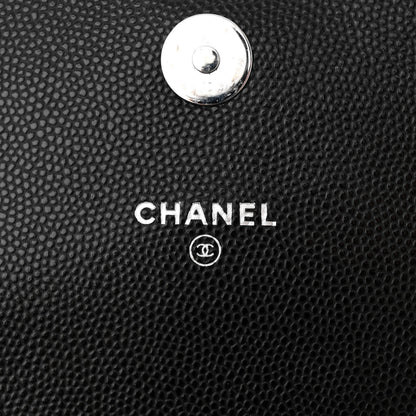 Chanel Caviar Quilted Coco Chanel Logo Clutch With Chain Flap Black 5 of 10