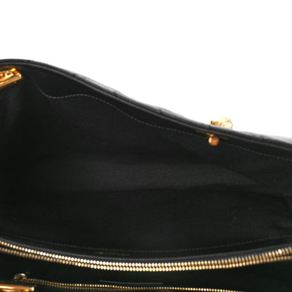 Saint Laurent Grain De Poudre Matelasse Chevron Monogram Shopping Bag Black 5 of 10