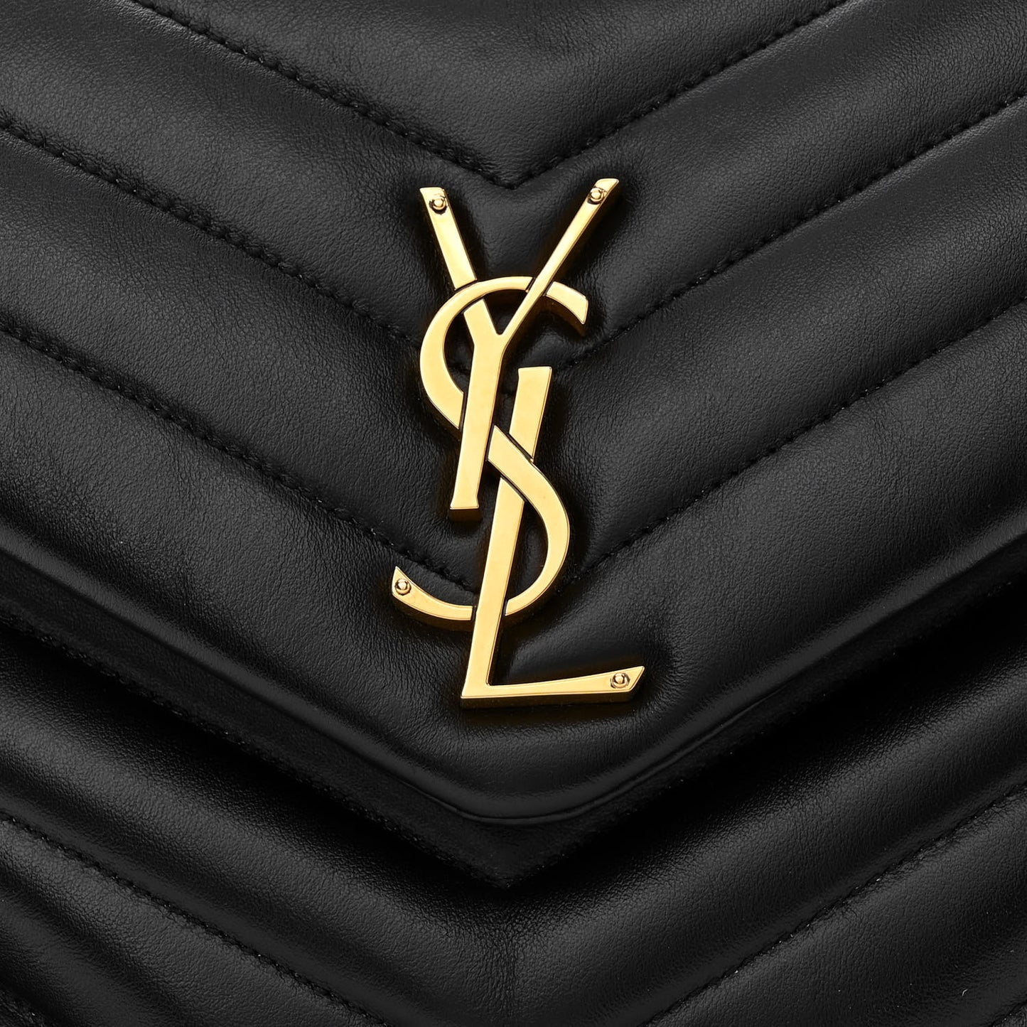 Calfskin Y Quilted Monogram Medium Loulou Chain Satchel Black