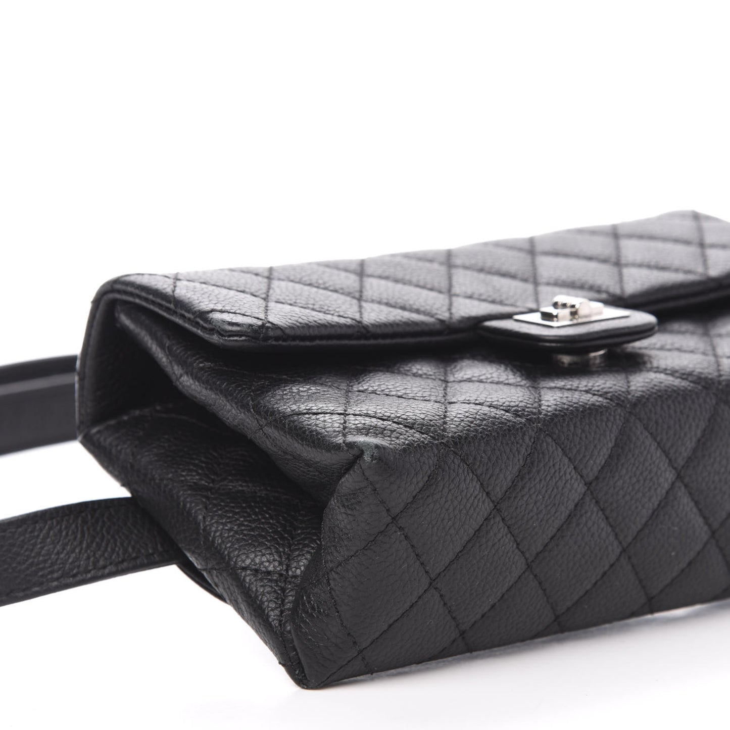 Grained Calfskin Quilted 2.55 Reissue Flap Belt Bag Clutch Black