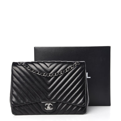Chanel Lambskin Chevron Quilted Maxi Single Flap Black 10 of 10