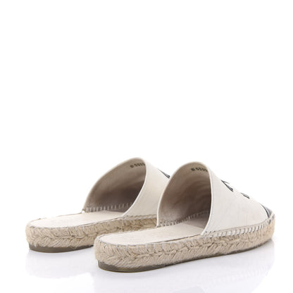 Chanel Iridescent Goatskin CC Espadrille Mules 36 Ivory Black 4 of 9