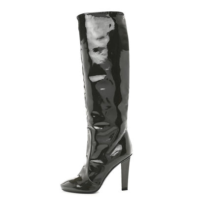 Jimmy Choo Patent Hallie Tall Boots 37 Black 1 of 7