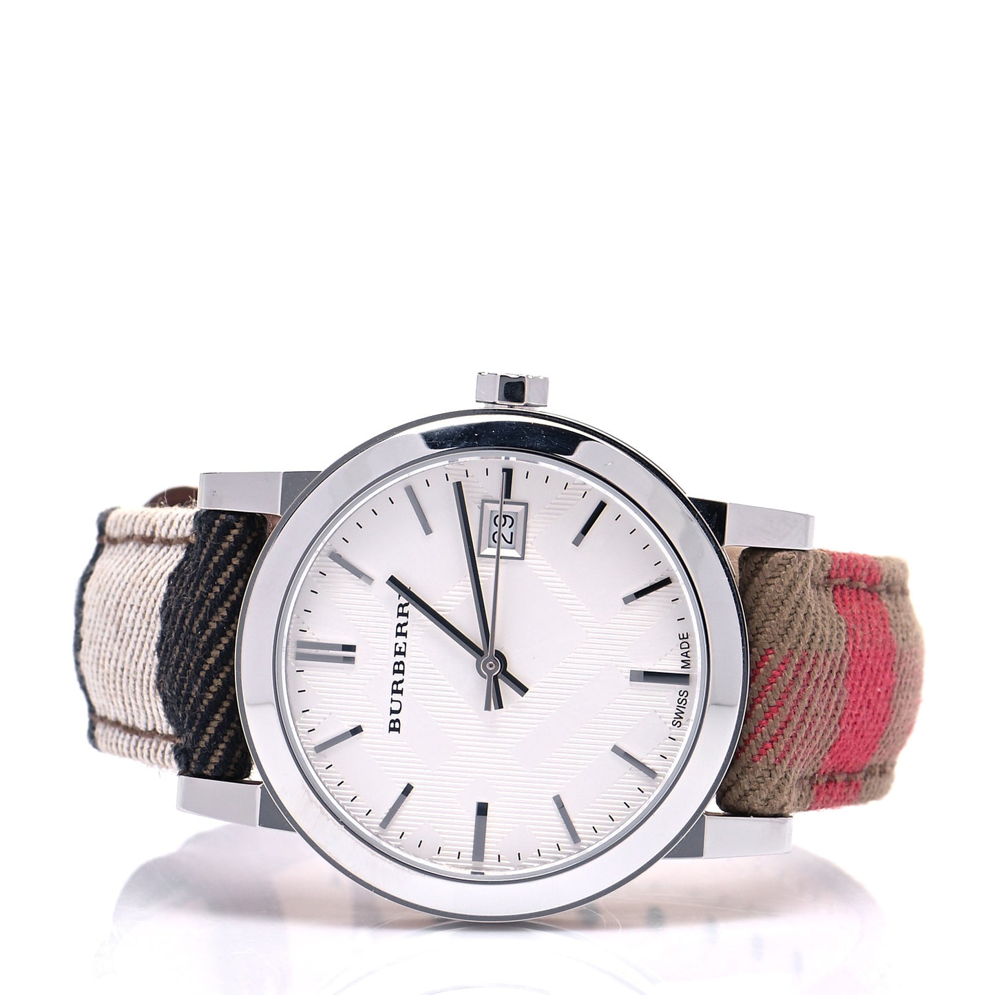 Stainless Steel Calfskin 34mm Heritage Nova Check Quartz Watch BU9151