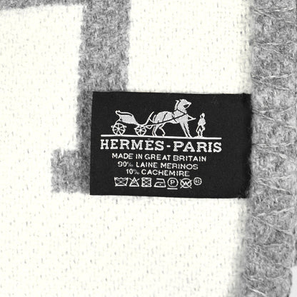 Hermes Wool Cashmere Avalon III Blanket Ecru Gris Clair 3 of 3