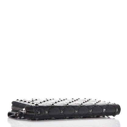 Valentino Garavani Craquele Nappa Rockstud Spike Zip Around Wallet Black 4 of 7