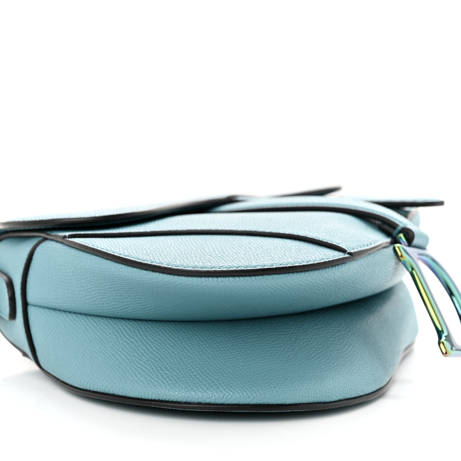 Christian Dior Grained Calfskin Saddle Bag Azure Blue 9 of 10